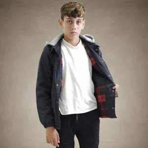 Online Members Only Boy's Coach Jacket with Fleece Hood - FINAL SALE Black