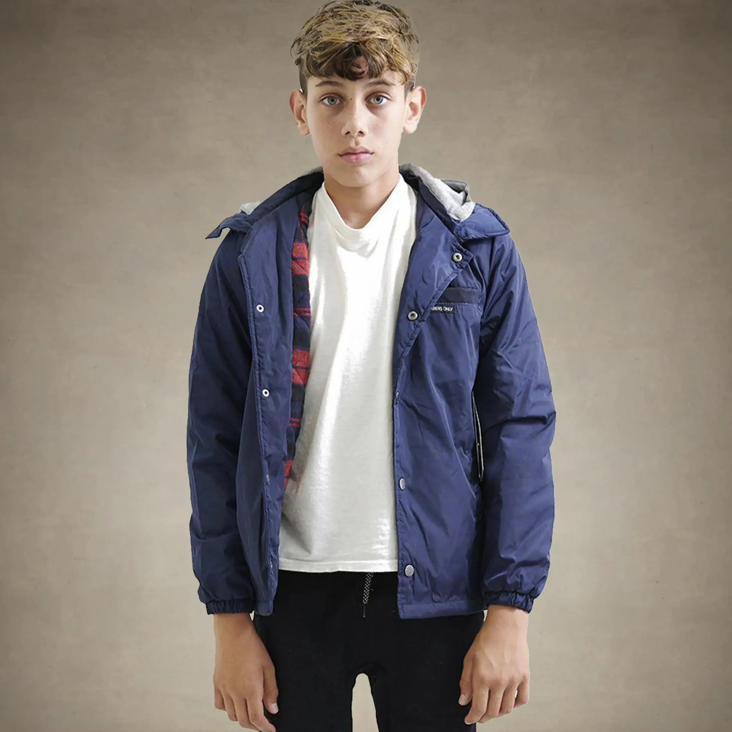 Outlet Members Only Boy's Coach Jacket with Fleece Hood - FINAL SALE Navy