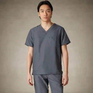 Sale Members Only Brighton 3-Pocket Scrub Top Graphite