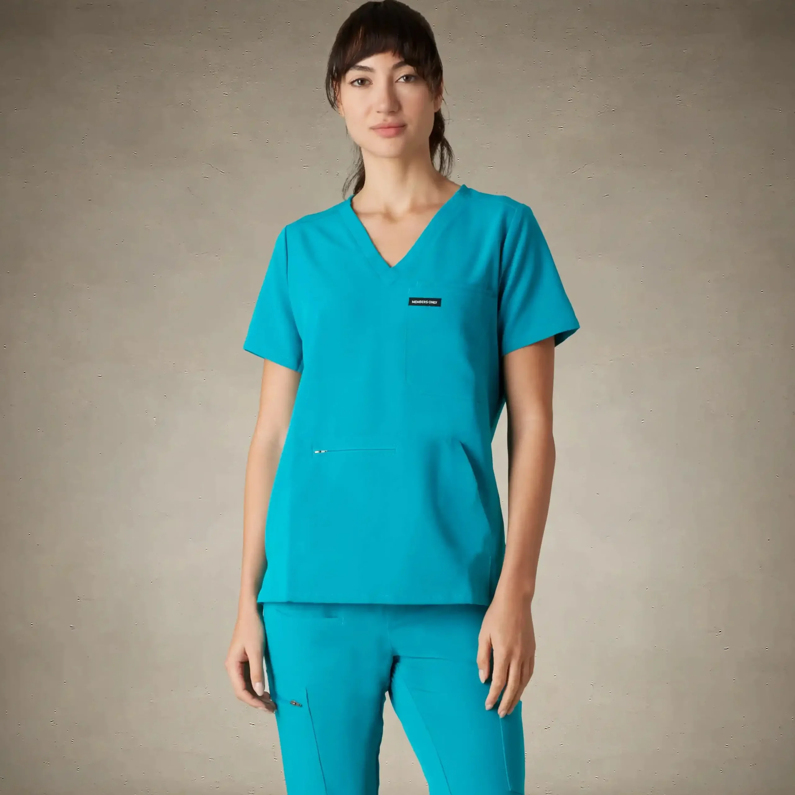 Best Members Only Cordoba 5-Pocket Scrub Top Teal