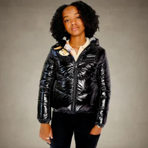 Hot Members Only Girl's Cire Puffer with Mash Print Lining Jacket - FINAL SALE Black