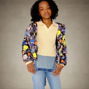 Hot Members Only Girl's Heavy Quilted Puffer in New Looney Mash Jacket - FINAL SALE Black