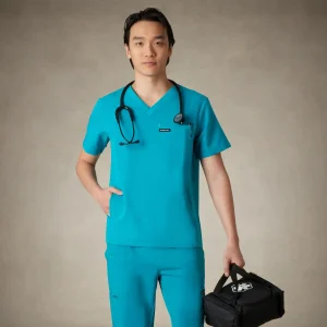 Outlet Members Only Manchester 3-Pocket Scrub Top Teal