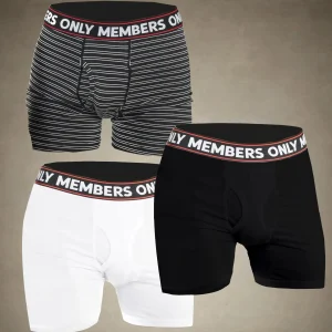 Best Members Only Men's 3 Pack Poly Spandex Athletic Stripe Boxer Briefs - Black White Stripe - FINAL SALE Black / White / Stripe