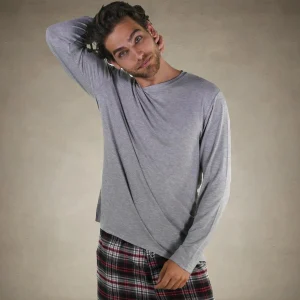 Best Members Only Men's Bamboo Rayon Long Sleeve Knit Sleep Shirt - - FINAL SALE Grey
