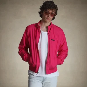 Online Members Only Men's Big & Tall Classic Iconic Racer Jacket Hot Pink