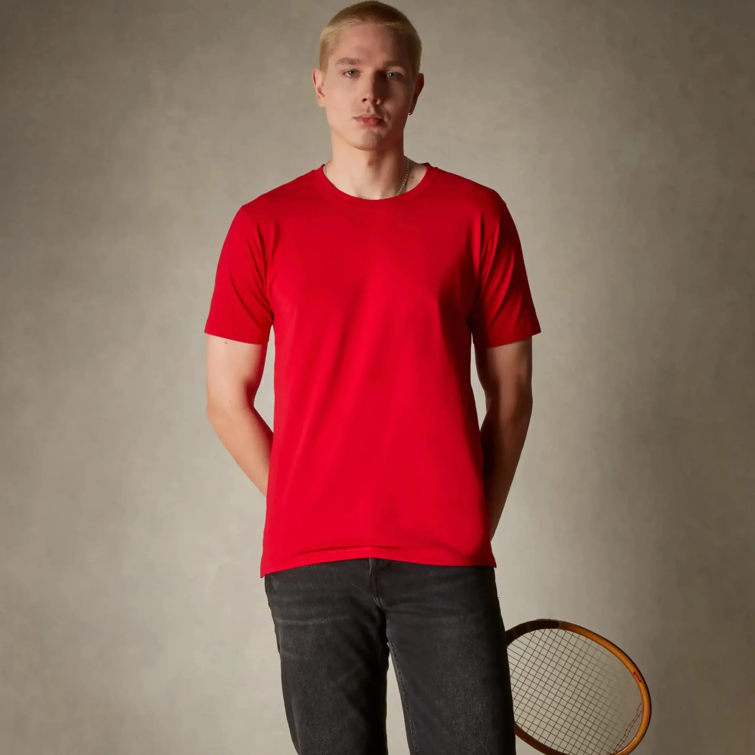 Hot Members Only Men's Crew Neck T-Shirt Red