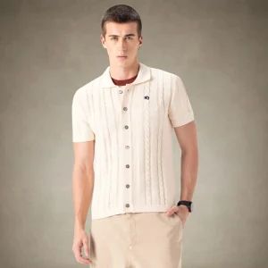 Fashion Members Only Men's JC Polo Cable Sweater Off-White