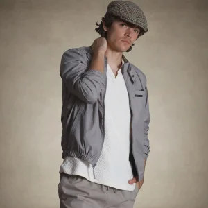 Online Members Only Men's Packable Windbreaker Jacket Light Grey