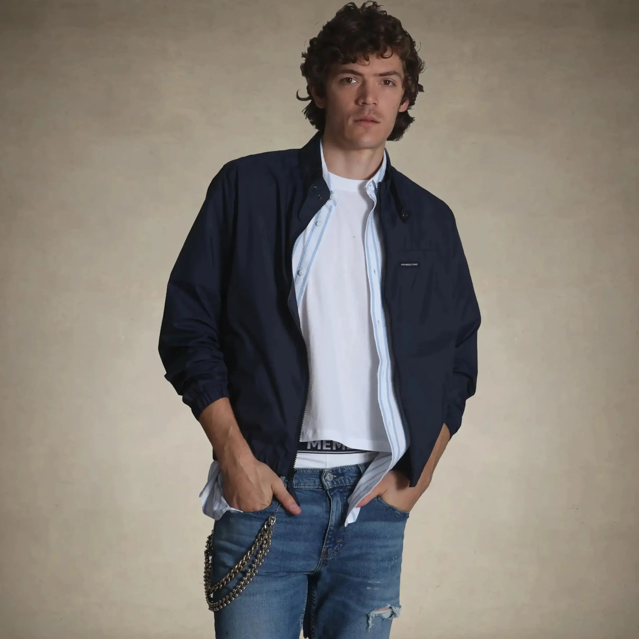 Fashion Members Only Men's Packable Windbreaker Jacket Navy