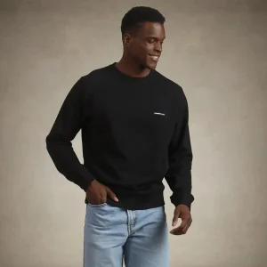 Sale Members Only Men's Preston Crew Neck Sweatshirt Black