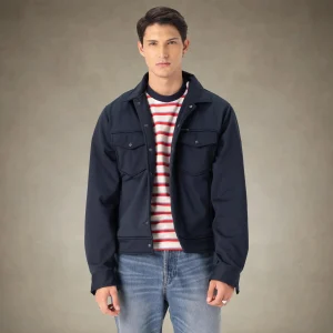 Sale Members Only Men's Soft Shell Shirt Jacket Navy