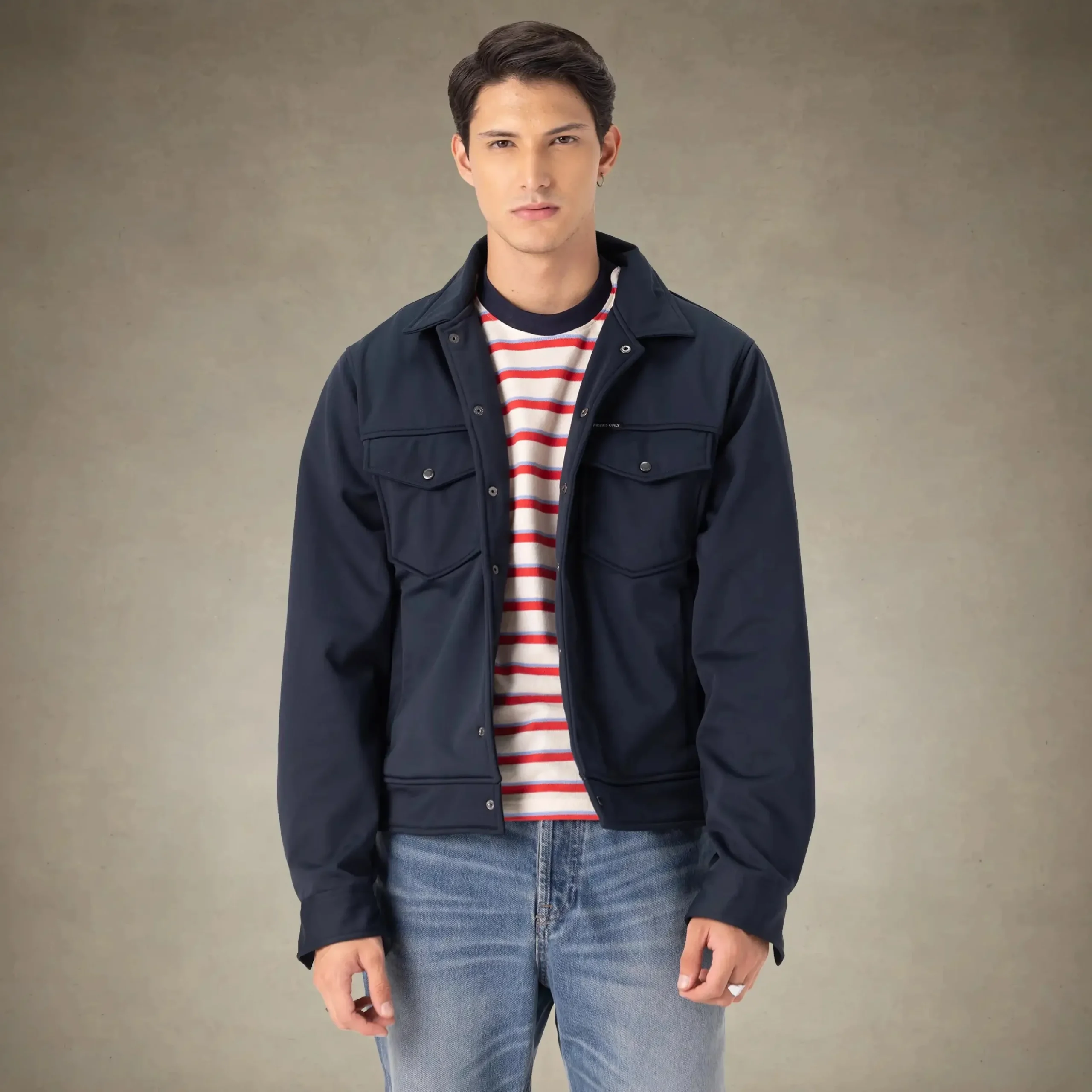 Sale Members Only Men's Soft Shell Shirt Jacket Navy
