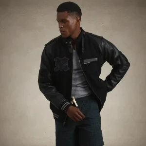 Clearance Members Only Men's Varsity Jacket Black