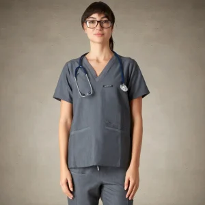 Hot Members Only Palermo 4-Pocket Scrub Top Graphite
