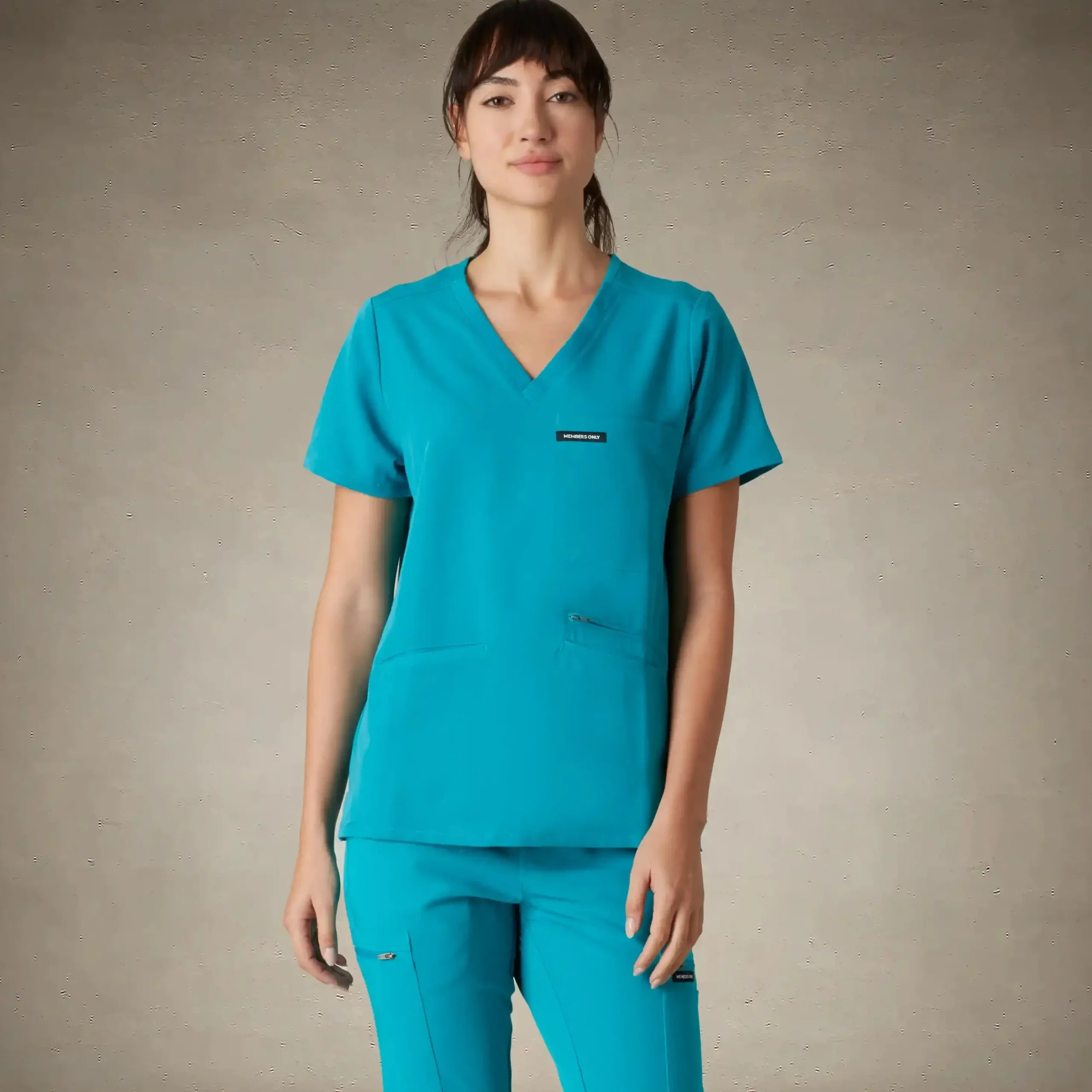 Hot Members Only Palermo 4-Pocket Scrub Top Teal