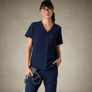 Best Members Only Palermo 4-Pocket Scrub Top Navy