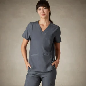 Discount Members Only Ravenna 2-Pocket Scrub Top Graphite