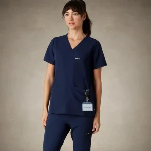 Hot Members Only Siena 5-Pocket Scrub Top Navy