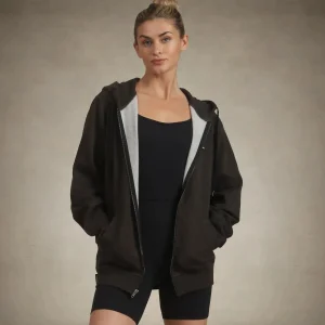Outlet Members Only Women's Brooklyn Zip-Up Oversized Hoodie Charcoal