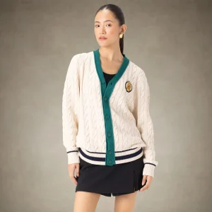 Discount Members Only Women's Cable Knit Cardigan Off-White