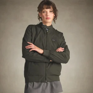 Best Members Only Women's Classic Iconic Racer Jacket (Slim Fit) Dark Green