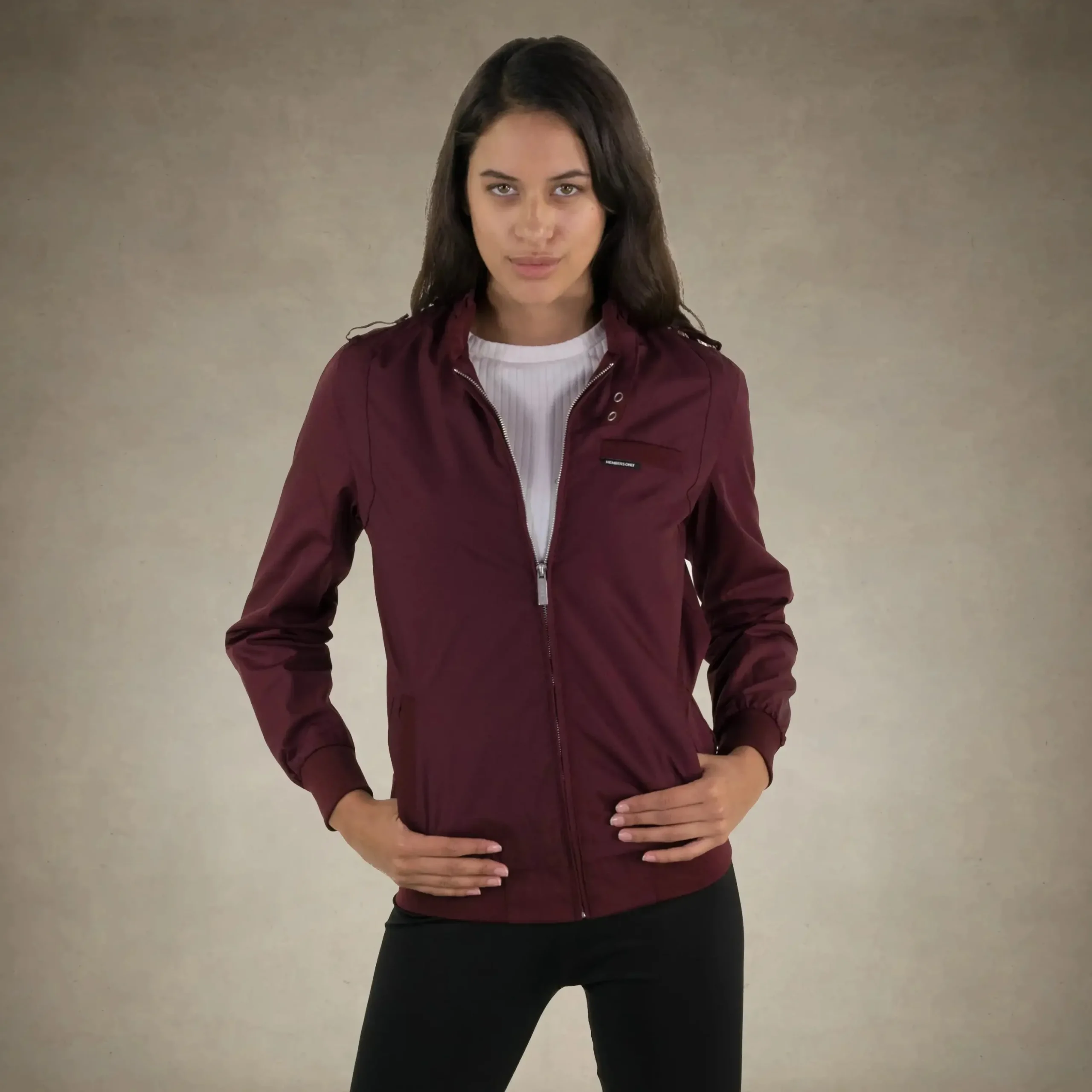 Clearance Members Only Women's Classic Iconic Racer Jacket (Slim Fit) Burgundy