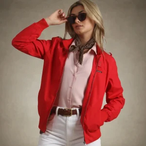 Discount Members Only Women's Classic Iconic Racer Jacket (Slim Fit) Red