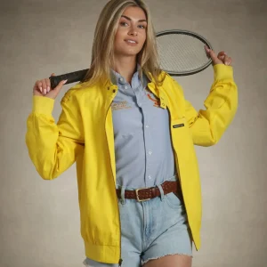 New Members Only Women's Classic Iconic Racer Oversized Jacket Yellow