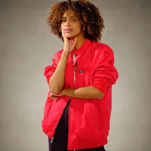 Outlet Members Only Women's Classic Iconic Racer Oversized Jacket Red