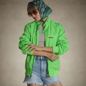 Discount Members Only Women's Classic Iconic Racer Oversized Jacket Lime Green