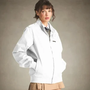 New Members Only Women's Classic Iconic Racer Oversized Jacket White