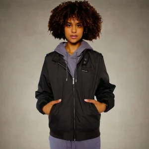 Outlet Members Only Women's Classic Iconic Racer Oversized Jacket Black