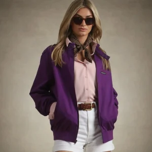 Sale Members Only Women's Classic Iconic Racer Oversized Jacket Purple