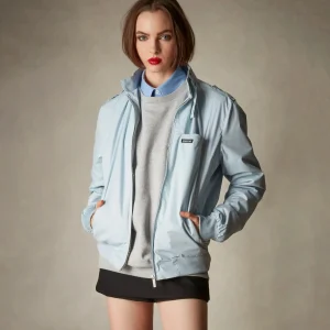 Clearance Members Only Women's Classic Iconic Racer Oversized Jacket Dusty Sky