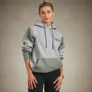 Best Members Only Women's Drew Colorblock Oversized Hooded Sweatshirt ASH