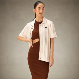 Clearance Members Only Women's JC Polo Cable Sweater Off-White