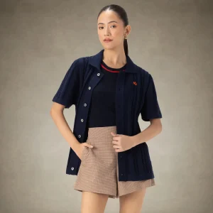 Fashion Members Only Women's JC Polo Cable Sweater Navy