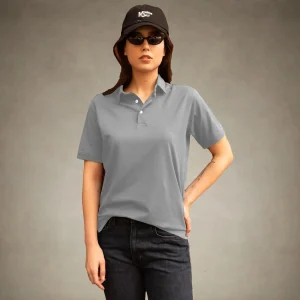 Discount Members Only Women's Oversized Polo Shirt Grey