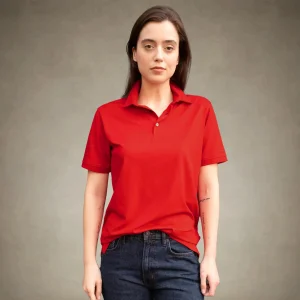 Clearance Members Only Women's Oversized Polo Shirt Red