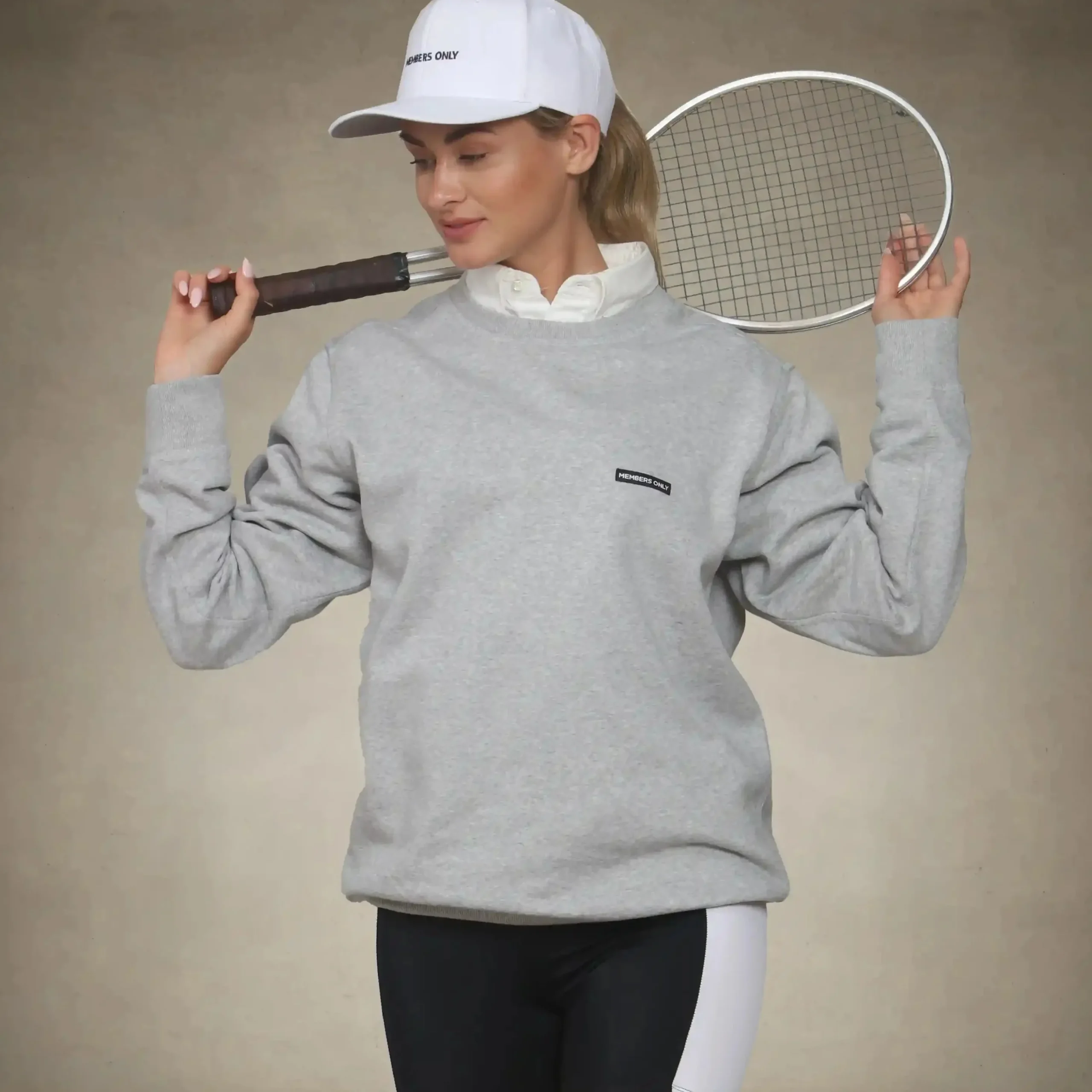New Members Only Women's Preston Crew Neck Oversized Sweatshirt Grey