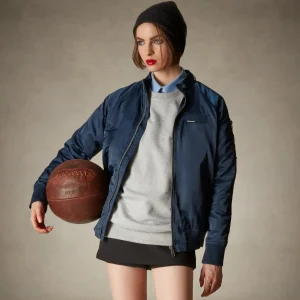 Sale Members Only Women's Satin Bomber Jacket Navy