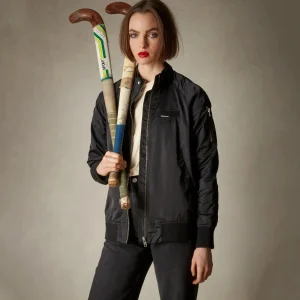 Outlet Members Only Women's Satin Bomber Jacket Black